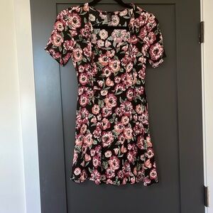 Floral Puff Juliette Sleeve Dress by Forever 21 Size Small Goth